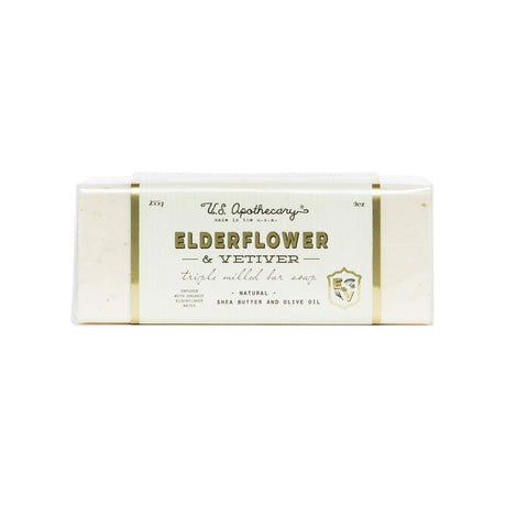 U.S. APOTHECARY ELDERFLOWER & VETIVER TRIPLE MILLED BAR SOAP