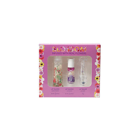 BLOSSOM MOISTURIZING LIP GLOSS, ROLL ON LIP GLOSS & COLOR CHANGE LIP BALM SET OF 3