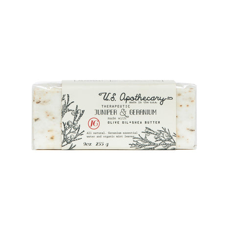 U.S. APOTHECARY JUNIPER & GERANIUM TRIPLE MILLED BAR SOAP