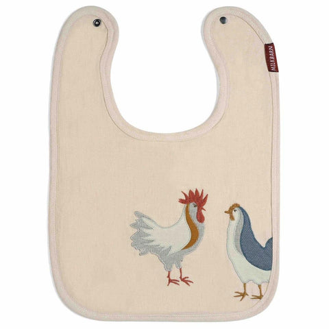 MILKBARN LINEN BIB CHICKEN APPLIQUE