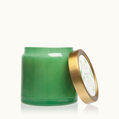 THYMES FRESH-CUT BASIL GLASS JAR CANDLE
