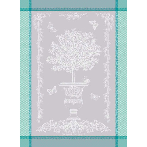 GARNIER-THIEBAUT FRANCE BUTTERFLY GARDEN CELADON TEA TOWEL