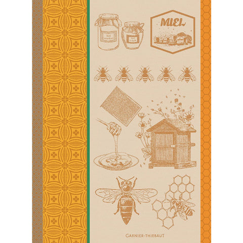 GARNIER-THIEBAUT FRANCE MIEL ET ABEILLES OCRE KITCHEN TOWEL