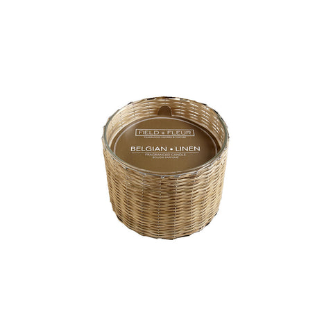 HILLHOUSE NATURALS FIELD + FLEUR 2-WICK HANDWOVEN CANDLE - BELGIAN LINEN