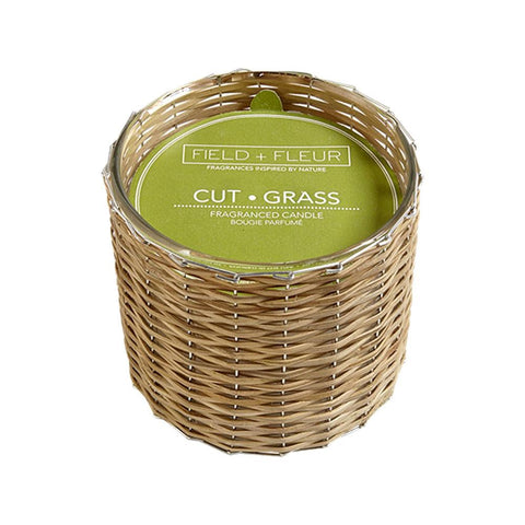 HILLHOUSE NATURALS FIELD + FLEUR 2-WICK HANDWOVEN CANDLE - CUT GRASS