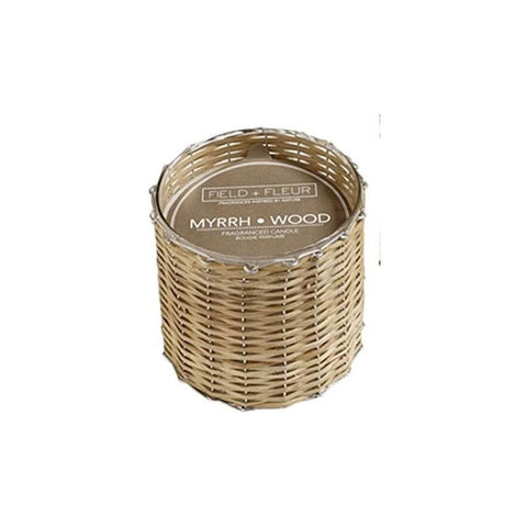 HILLHOUSE NATURALS FIELD + FLEUR 2-WICK HANDWOVEN CANDLE - MYRRH WOOD