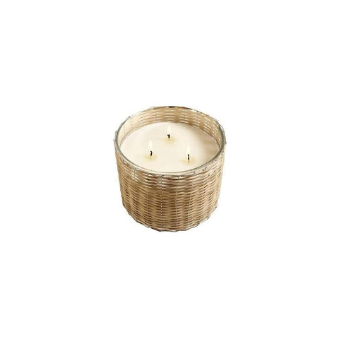 HILLHOUSE NATURALS FIELD + FLEUR 3-WICK HANDWOVEN CANDLE - CUT GRASS