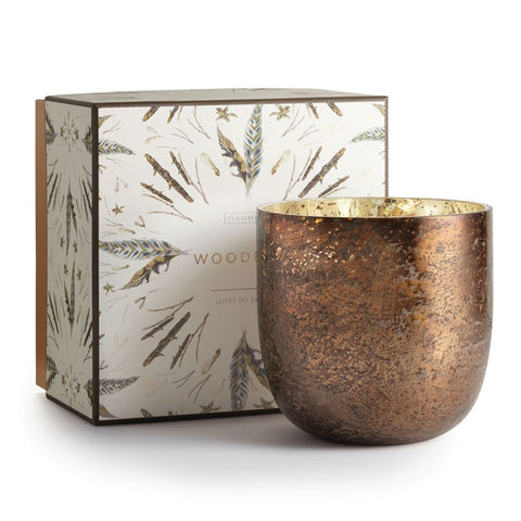ILLUME Woodfire Luxe Sanded Mercury Glass Candle