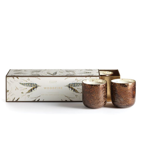 ILLUME Woodfire Mini Luxe Sanded Mercury Glass Trio