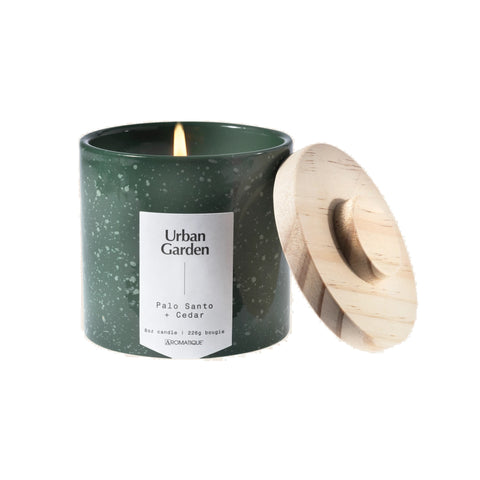 AROMATIQUE PALO SANTO & CEDAR SPECKLED CERAMIC CANDLE