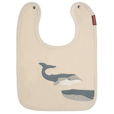 MILKBARN LINEN BIB WHALE APPLIQUE