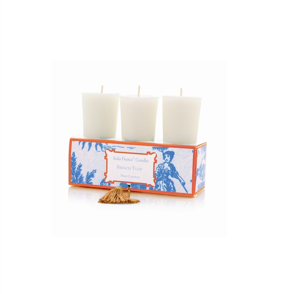 SEDA FRANCE French Tulip Classic Toile Votive Candles Glamkraze