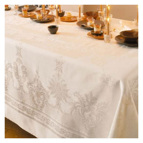 GARNIER-THIEBAUT FRANCE BEAUREGARD IVORY TABLECLOTH