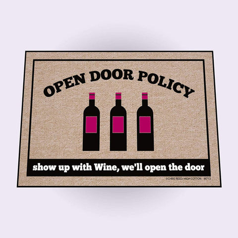 HIGH COTTON DOORMAT - OPEN DOOR POLICY WINE