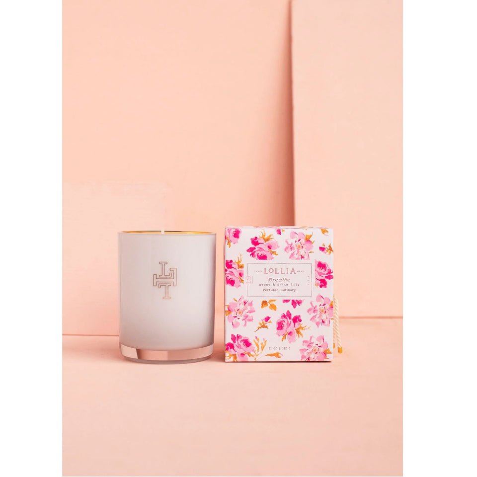 lollia peony & white lily LOLLIA BREATHE NO. 19 PEONY & WHITE LILY PERFUMED LUMINARY