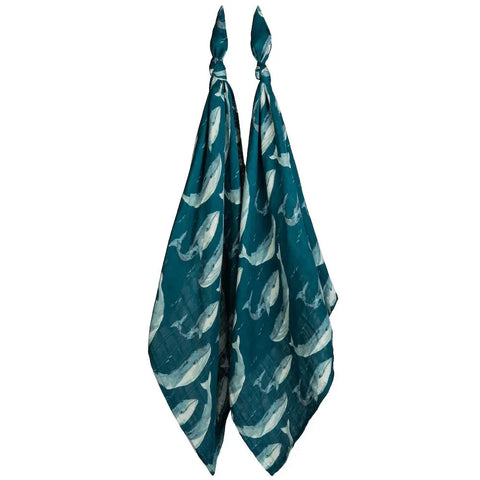 MILKBARN BAMBOO BURP CLOTH BLUE WHALE SET